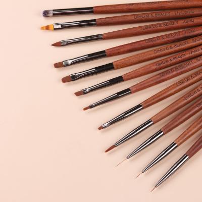 China Custom Nail Art Manicure Brush Nail Art Liner Brush Wooden Nail Painting Brush for sale