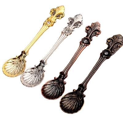 China M014 Sustainable Vintage Metal Espresso Teaspoon Tea Spoon Decorative Ice Cream Spoon for sale