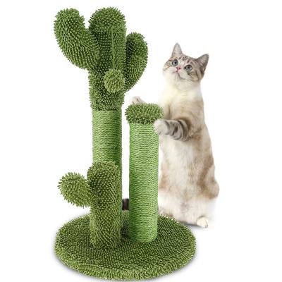 China Green Cactus Stocked Scratching Interactive Toy Cat Scratcher Post Wholesale Pet Fun Cat Tree Condo Towers Mail Cat Small Interactive Toy for sale