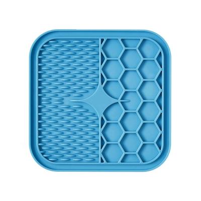 China Viable Non-Toxic Dog Bowls Eat Dog Suction Cups Durable Slow Driver Pad Square Silicone Licking Mat With Suction Cups for sale