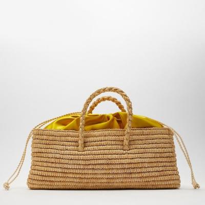 China Zachte Overmaatse Strandmand Straw Tote Bag With Rounded Handles Te koop