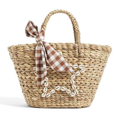 China Custom Summer Kids Natural Beach Tote Bag Little Girls Basket Handbag Bucket Straw Bag for sale