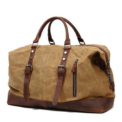 China Wasserdichter Segeltuch-Seesack-echte lederne Wochenenden-Tasche Weekender-Carryon Nachthandtasche zu verkaufen