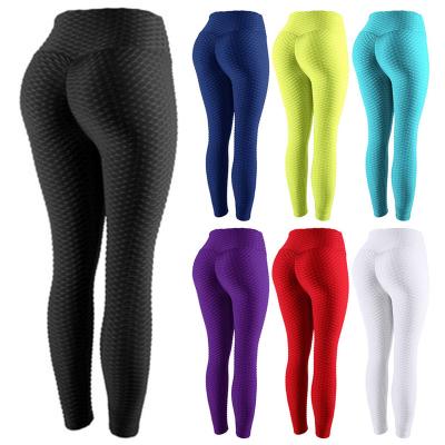 China Breathable Custom Sports Gym Wear , Fitness Clothing Honeycomb Butt Lift High Waist Women Yoga Pants Leggings for sale