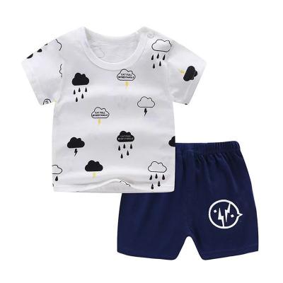 China New Anti-wrinkle Summer Fashion Toddler Girls Cotton Print Cartoon Pattern T-shirt + Pants Newborn Baby Clothes Sets With Many Style for sale