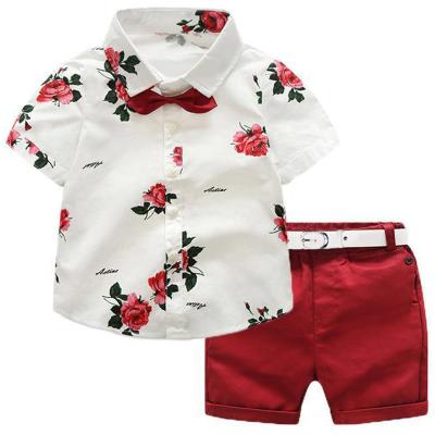 China Breathable 2020 Hot Sale Fashions, Summer Boys Clothing Sets Children Clothing Set Kids Boy Clothes Flower Tie Shirts+Shorts 2PCS 2PCS Gentleman for sale