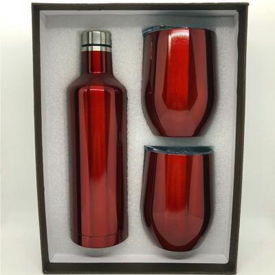 China Amazon Best Viable Selling Thermoses, Wine Flask Bottle With Two Cups Set Stainless Steel Wine Flask Set for sale