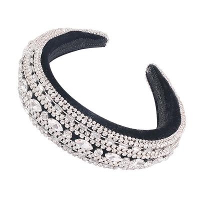 China Fabric designer Luxury Handmade, glitter Crystal Rhinestone Wide Padded Headband for women hair accessories jeweled/ for sale