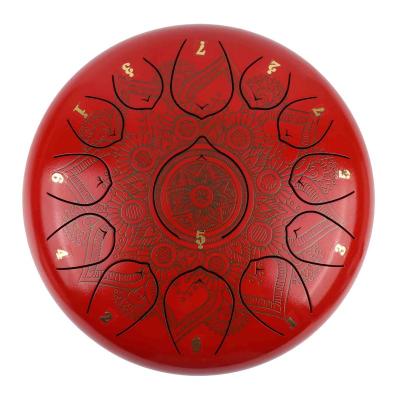 China Drum Toy Made In China High Cost Performance Engraving Red 12 Inch 13 Tone Handpan Tank Drum Toy Big Piece Tongue Steel Drum Drum for sale