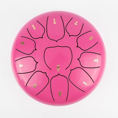 China SUXINRU Yoga Supply 10inches 11tones PINK Percussion-Instrument Hand Pan For Yoga Steel Tongue Drum for sale