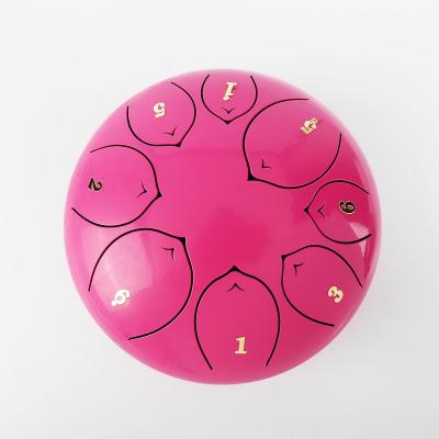 China SUXINRU Christmas Gift Make Pink 8inches 8tones Carbon Steel Hand Pan Tank For Yoga Steel Tongue Drum for sale