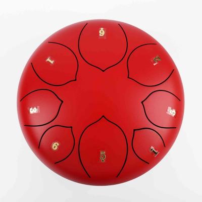 China SUXINRU Drum Toy Supply High Quality And Low Price Red 8 Inch 8 Tongues Tank Handpan Drum Toy Steel Tongue Drum for sale