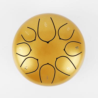 China Reduce Pressure SUXINRU Supply Gold 6inches 8tones Percussion Instrument Hand Pan For Music Playing Steel Tongue Drum for sale