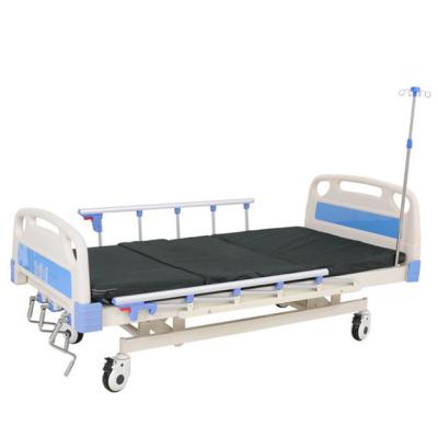 China Hot sale 3 function hospital bed home medical mobile bed with aluminum side rail 3 crank hospital bed for sale