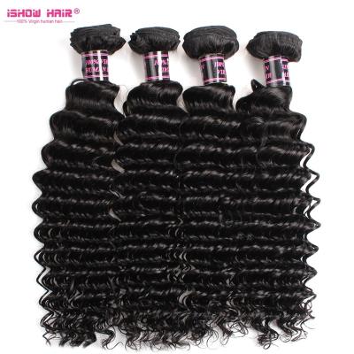 China 8A Deep Wave Brazilian Deep Wave Hair Bundles Ishow Hair Products Brazilian Deep Curly Deep Wave Hair for sale