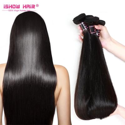 China Wholesale Price Indian Silky Straight Raw Virgin Indian Ishow Wave Hairstyle 3bundels for sale