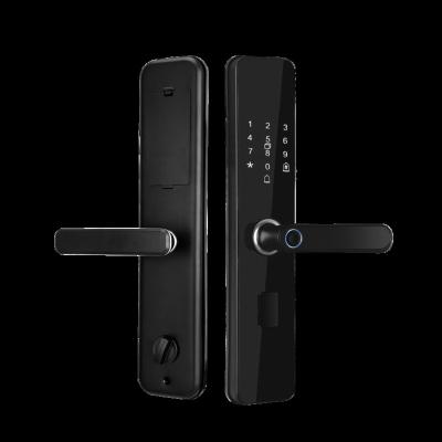 China Good Quality Black Lock Fingerprint Steel Door Smart Card Lock Stainless Steel Door Main Door Lock T8 for sale