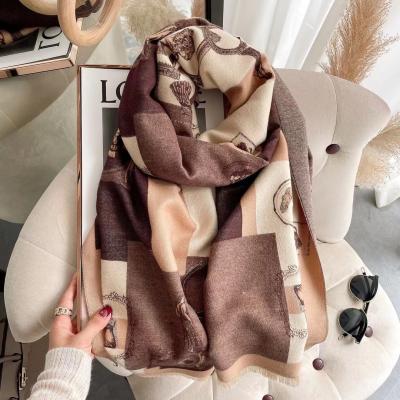 China Winter Scarf Padded Warmth Imitation Cashmere Scarf Women's Autumn And Winter Shawl Pashmina Women's Scarf Shawl for sale