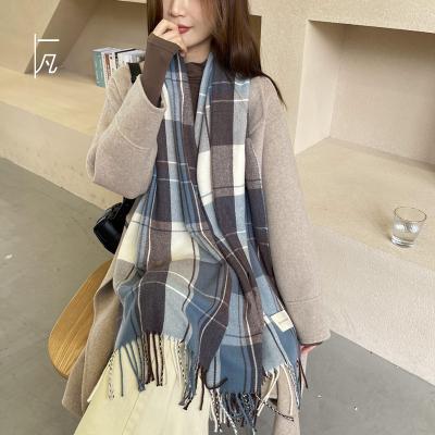 China Winter Scarf Set Women Winter Scarf Set Fashion Style Plaid Long Thick Warm Cape Shawl Neutral Casual Grid Color Matching Scarf for sale