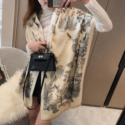 China Main Use Winter Scarf Set Factory Ladies High Quality Elegant Cashmere Two Color Double-Sided Thick Warm Scarf for sale