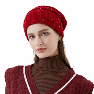 China JOINT Best Selling Ladies Knitted Wool Hats Women Fashion Satin Hats Winter Hats Warm Pile for sale