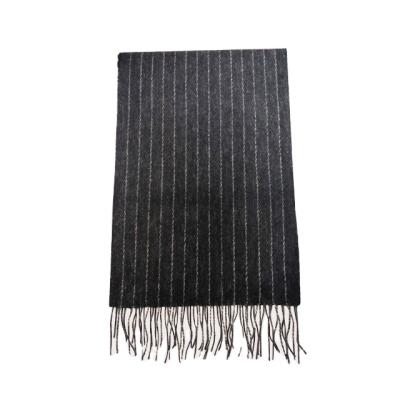 China 100% Black White Woolen Scarf Fringe Stripe Fashion Scarf for sale