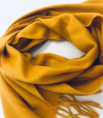 China Keeping Hot SALE Ginger Yellow Solid Color Soft and Warm Wool Cashmere Shawl Comfortable Women's Style Shawl for sale