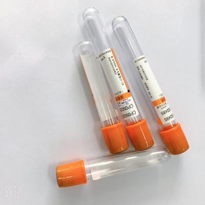 China Bcs PET 13*75mm Orange Top Blood Tube Smooth Inner Surface Leakage Proof for sale