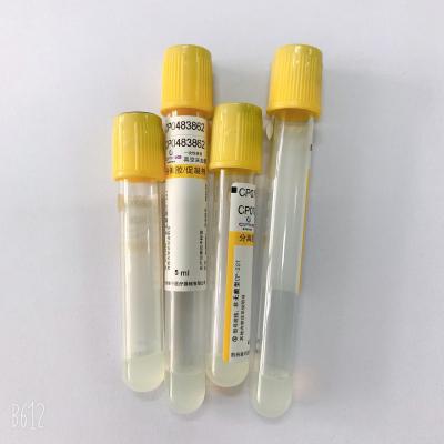 China Serum Separating Yellow Cap vacuum blood colletion tube 5ml  Accurate Vacuum Draw Volume for sale