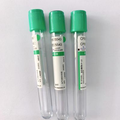 China Vacuum Blood Collecting Tube  4ml 5ml  Plasma Test Green Top vacuum blood colletion tube for sale