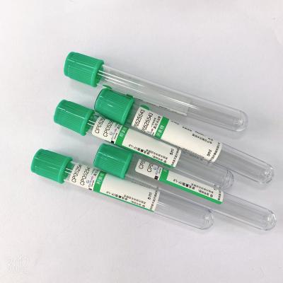 China Green Blue Caps Sodium Heparin Blood Tube 3ML-10ML Customized Logo for sale