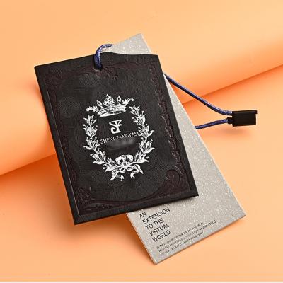 China Recyled Free Design Custom Logo Men's Suspension Label Textile Home Clothing Hang Tags for sale