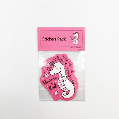 China Waterproof+Eco-friendly Custom Logo Design Die Cut Sticker Packs, Adhesive Brand Company sticker packaging with poly bag for sale