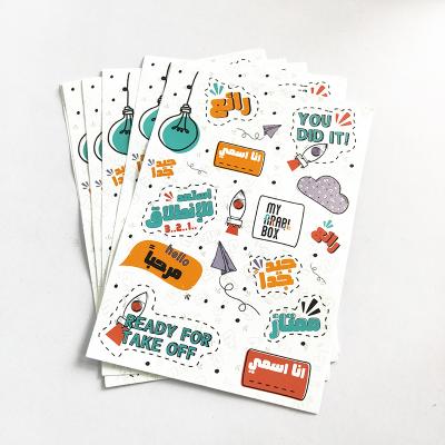 China Custom Waterproof+Eco-friendly Waterproof Sticker Sheet Print , Adhesive Vinyl Kiss Cut Luggage Gift Stickers for sale