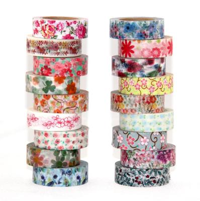 China Waterproof Custom Floral Book Washi Tape Printing Supplier, Stationery Sticker Washi Tape Flower Scrapbooking for sale