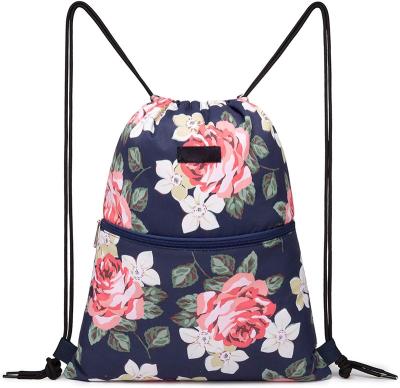 China Factory wholesale waterproof women increasing waterproof bag sublimation flower pattern drawstring multifunctional backpack for sale