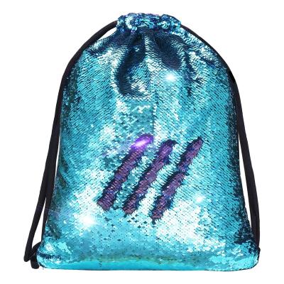 China Reversible Sublimation Waterproof Sequin Mermaid Ballet Dance Bags Gym Drawstring Bags Backpacks For Girls Kids for sale