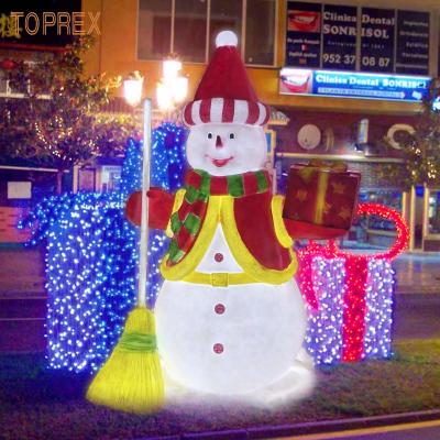 China High 3d Decor Regular Sculpture Festival Lighting Event Lighting Led Shine Outdoor Resin Snowman for sale