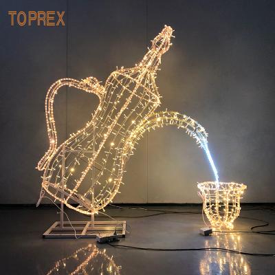 China Simulating the dynamic effect of pouring wine. Toprex Decor Custom Design Holiday Lighting Rope Pattern Lights Wine Jar 3d Metal Led Decoration Light for sale