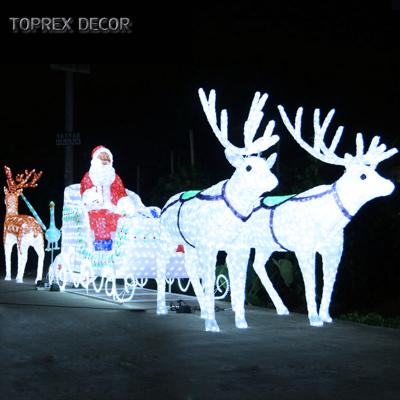 China Vivid And Realistic Toprex Outdoor Acrylic Decor Park Christmas Led Light Decorations Santa Reindeer Figure for sale