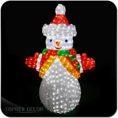 China Regular Shine Acrylic Figurines Christmas Snowman Led Fairy Lights Outdoor for sale