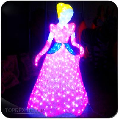 China Wholesale Christmas Sparkle Princess Regular Outdoor Figurines 3d Acrylic Led Light for sale