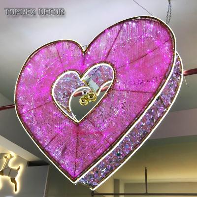 China Import LED chip wedding ceiling drape lighted 3D valentine heart shaped decoration for sale