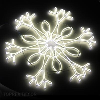 China Personalized Decoration Colorful Toprex Led Big Snowflake Pattern Christmas White Neon Rope Flashing Lights for sale