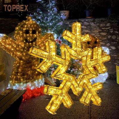 China Decoration Toprex Gold Personalized Christmas Led String Lit Sculpture Snowflake Pattern 3d Acrylic Light for sale