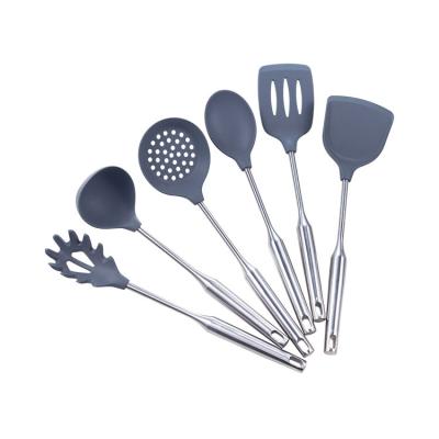 China Sustainable 6 Piece Set Custom High Quality Kitchen Cooking Tools Non-Stick Nylon Kitchen Utensils With Stainless Steel Handles for sale