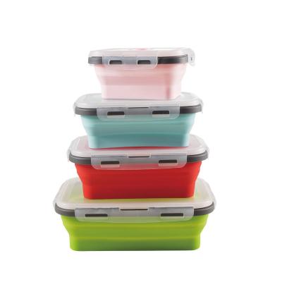 China High Quality Universal Heatable Bento Collapsible Silicone Lunch Box Set Food Grade Food Storage Container Kitchen Microwavable for sale