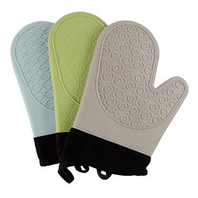 China Dotted Eco Friendly Durable Hot Sale Food Grade Kitchen Silicone Slip-Resistant Oven Mitts Cotton for sale