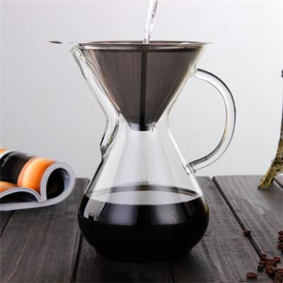 China Sustainable Glass Coffee Pot With Handle Scale Sharing Pot 600ml 800ml Hand Rinse Pot for sale