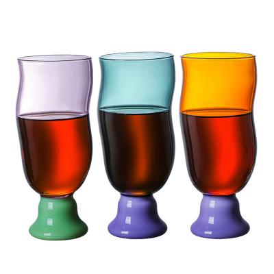 China Sustainable New Design Color High Borosilicate Glass Water Mug Coffee Cup Beer Mug Drinking Glass for sale